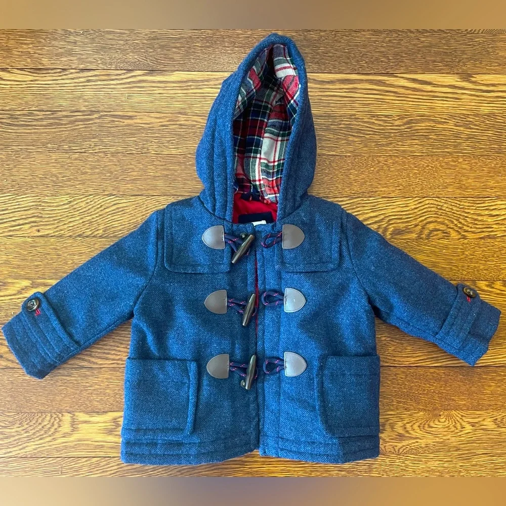 Baby GAP Blue Winter Coat w Hood & Toggle Buttons Size 6-12 Months