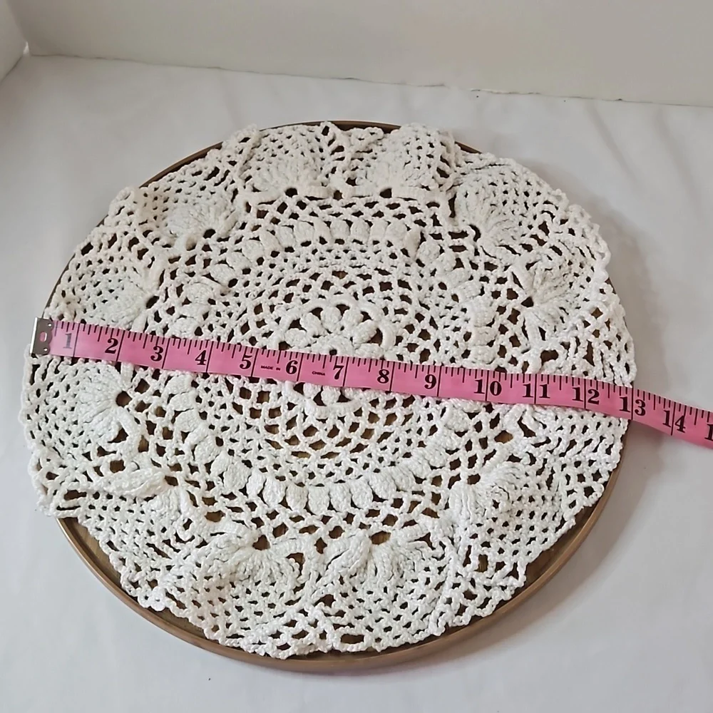 Handmade Crochet Lace Doily Table Mat Mandala Organic Cotton Vintage Decor