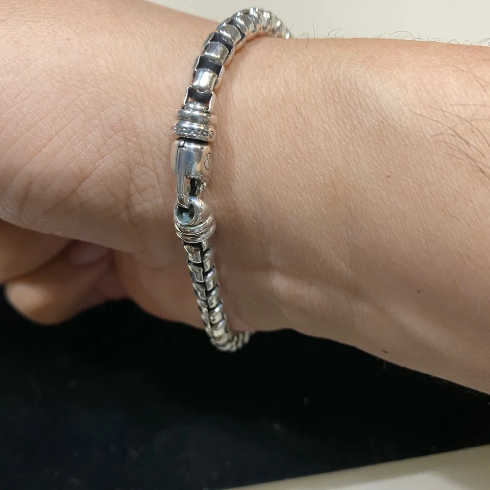 David Yurman 5mm Box Chain Men’s Bracelet Sterling Silver 8.5in (L).