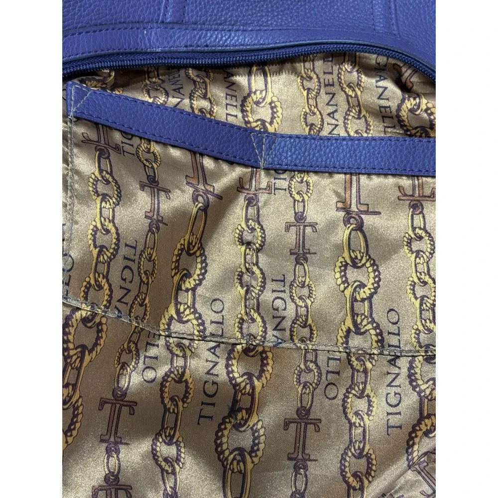 Tignanello Purple Leather Hobo Bag Slouchy Shoulder Purse Gold Hardware Y2K