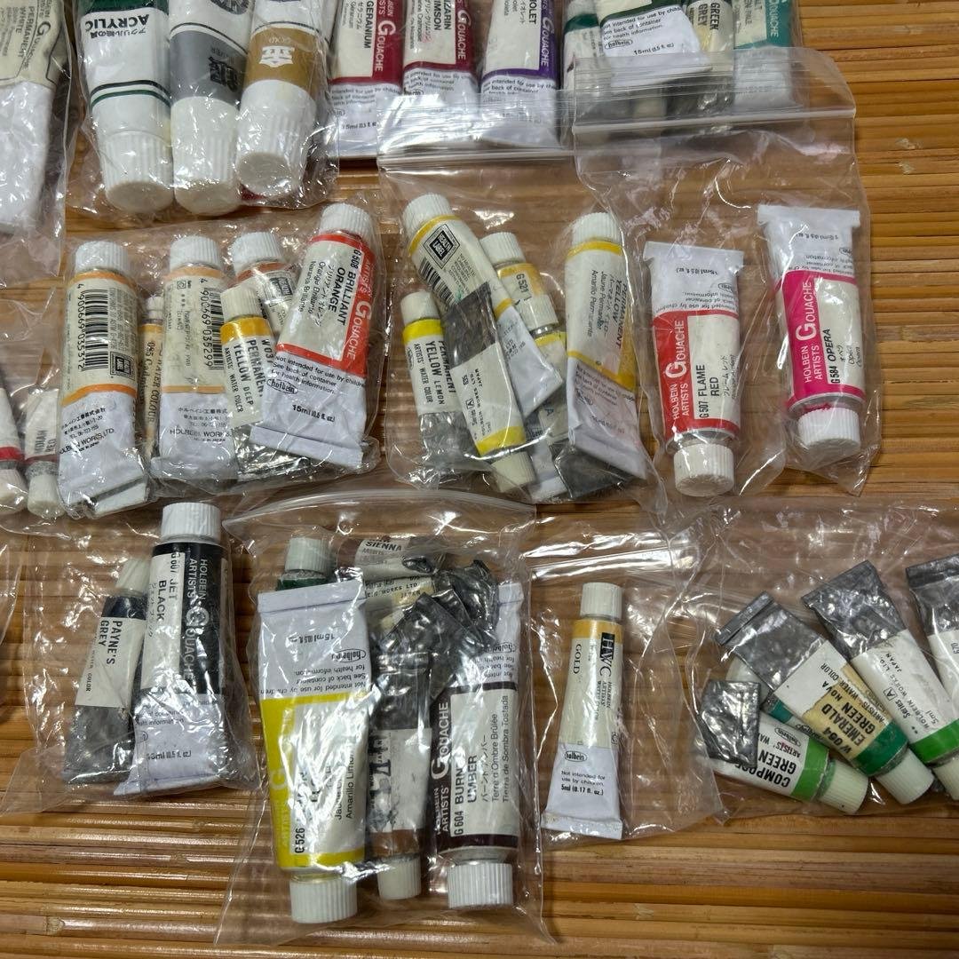Various oil and acrylic paints and a set of 7 brushes